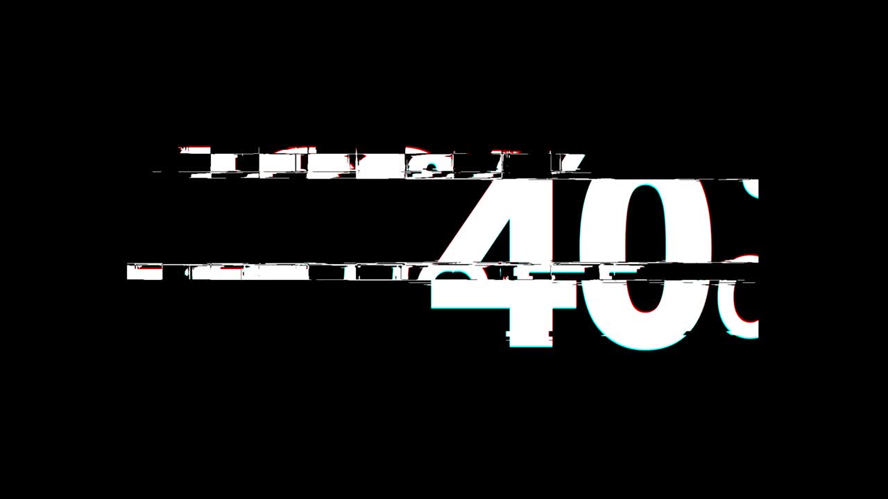 40% de descuento en el efecto de glitch, texto, distorsión de televisión digital, animación en bucle 4k.