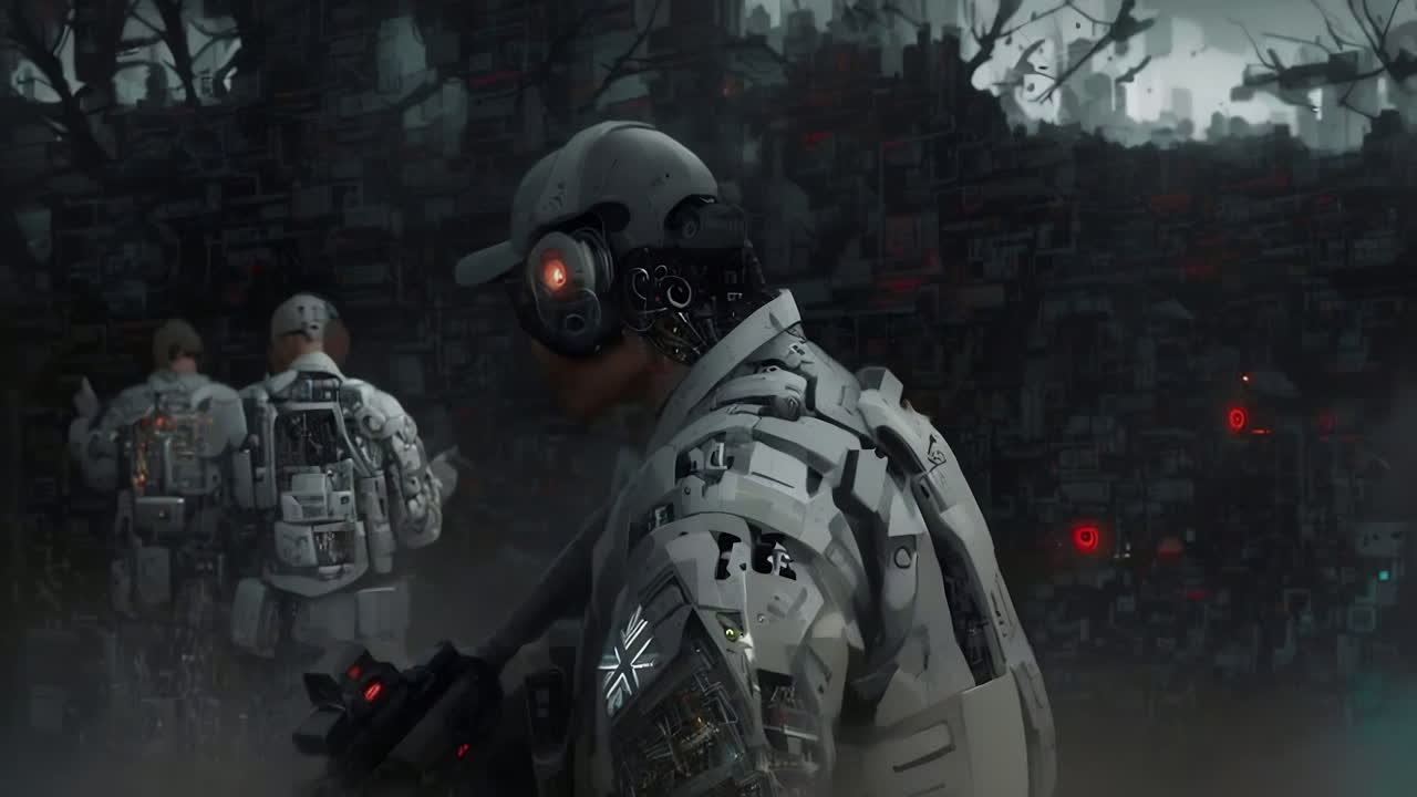 Futuristic Military Soldiers in Combat