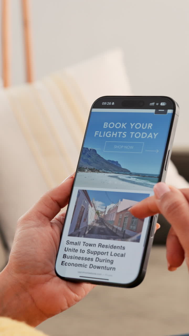 Smartphone displaying a news application