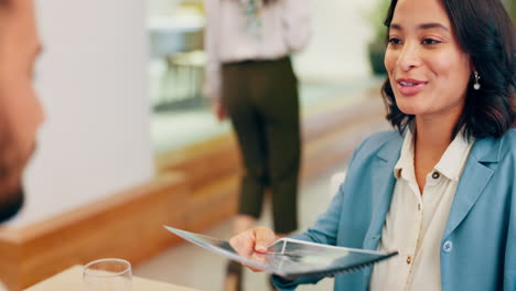 finance, budget or business woman with documents