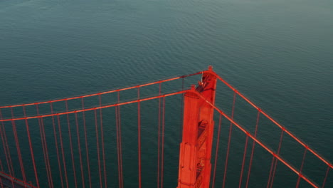 cinematic reveal shot of san francisco city skyline from golden gate bridge