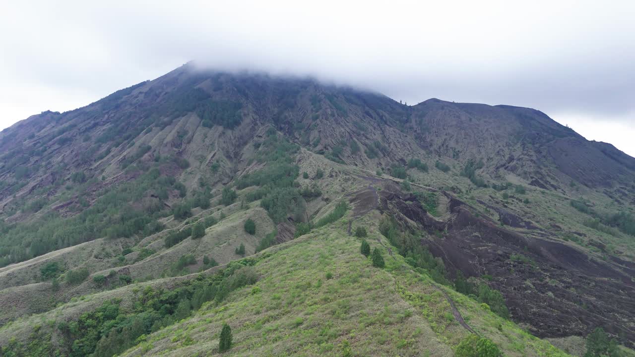 Terbang mundur, pemandangan Gunung Batur, jalan setapak dan lainnya