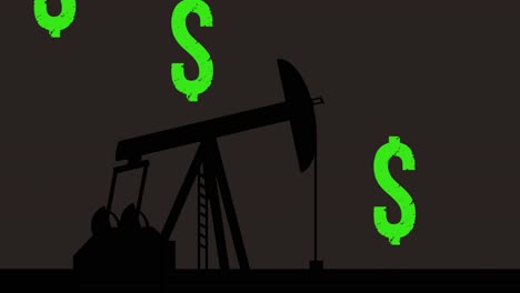 Animación-De-Pumpjack-Sobre-Símbolos-De-Dólar