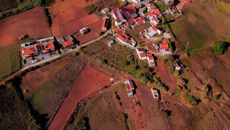 Birdseye-view-of-rural-area-of-Fernandinho,-Torres-Vedras,-Portugal