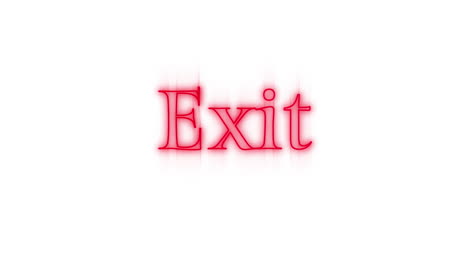 exit sign in red neon on white background