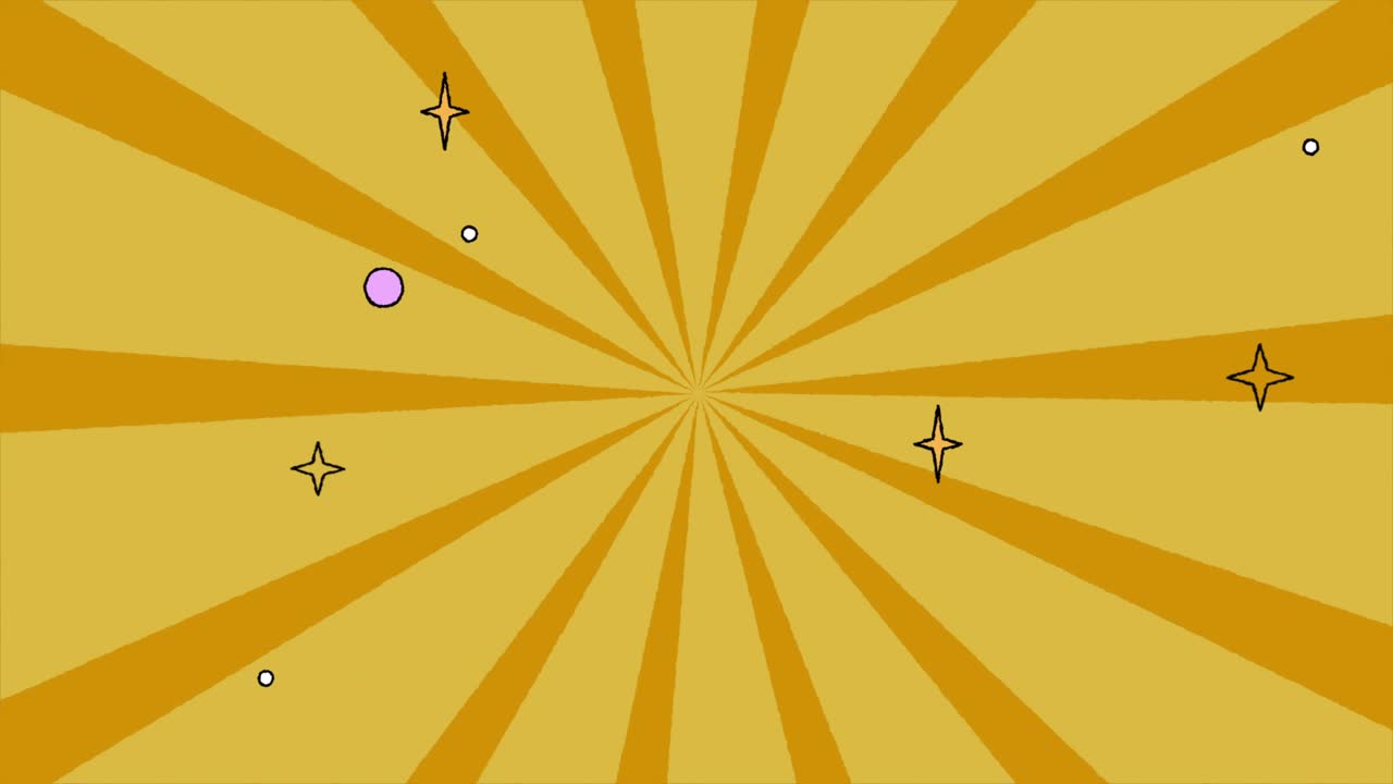el fondo de las tiras cómicas de sunburst giratorias amarillas, la animación del canal de video. video de fondo animado.