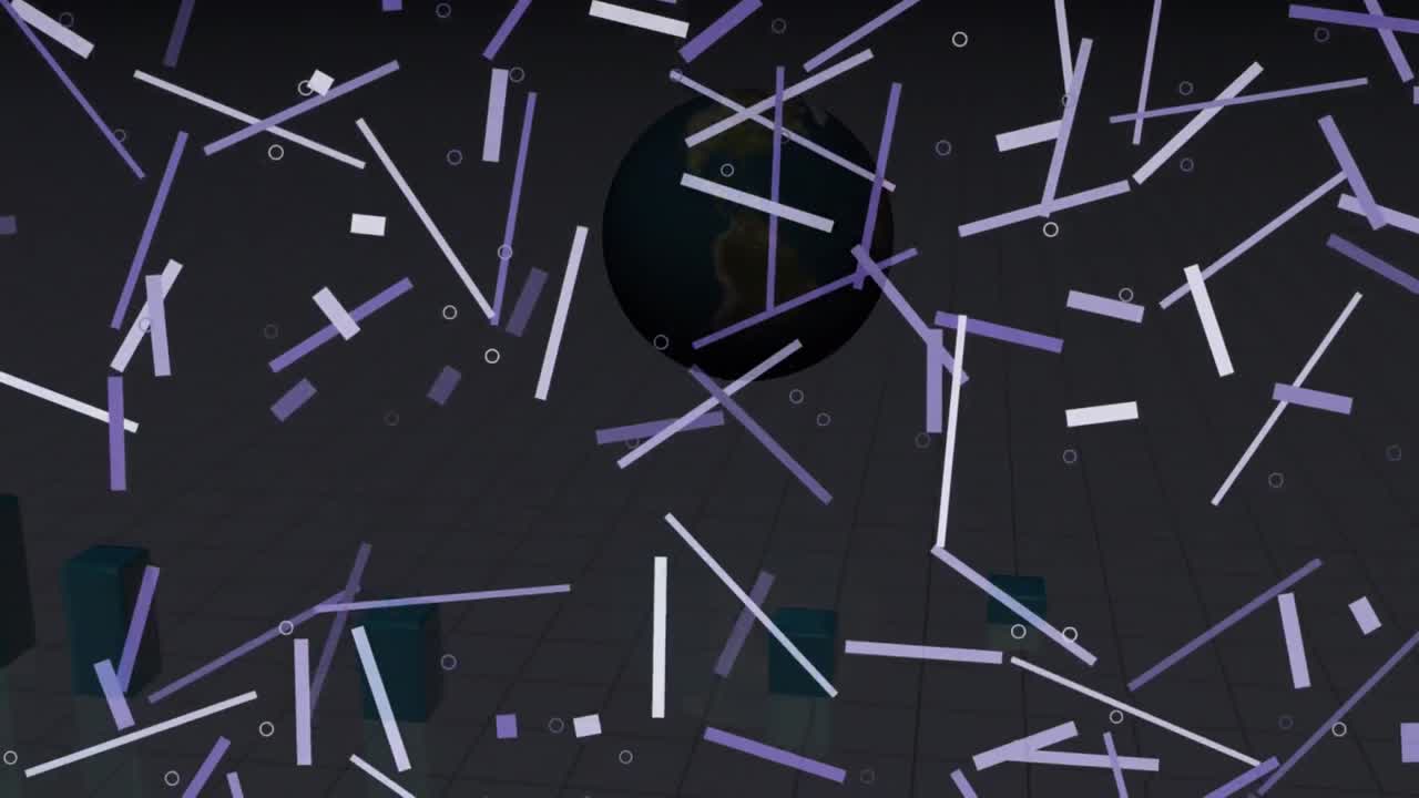 animación de formas sobre el globo y el gráfico sobre fondo negro