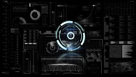 animación del escaneo del alcance sobre el procesamiento de datos sobre fondo negro