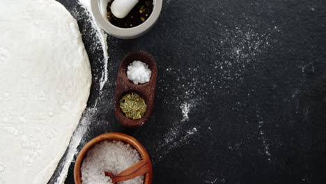 Pizza-dough-and-flour-with-ingredient