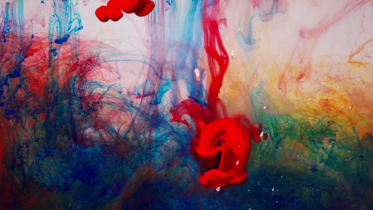 Colorful ink swirling in water, vibrant and abstract mood