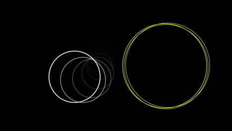 digital animation of abstract circular shape and colorful abstract shapes against black background