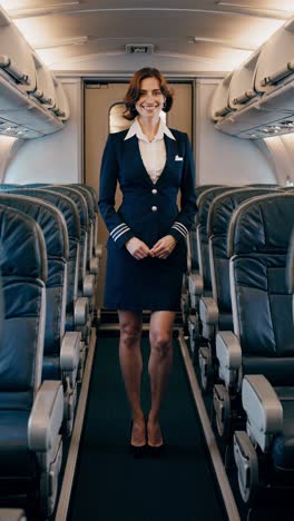 air hostess in airplane cabin