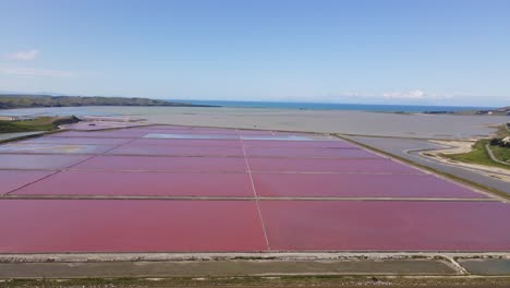 aerial shot of the lake grassmere saltworks