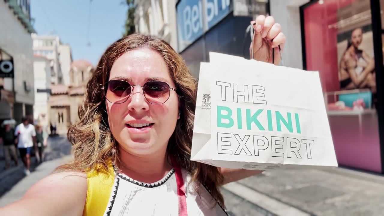 Athens Market Stroll: Young Woman Shopping