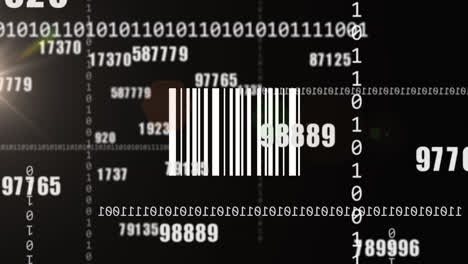 animation of bar code, binary coding and data processing