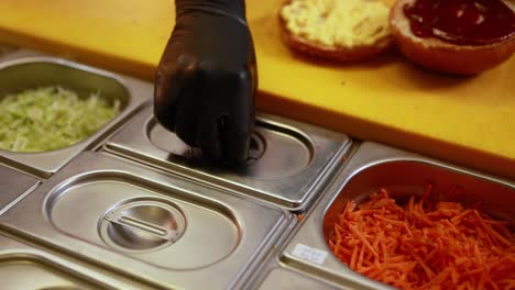 preparing burger ingredients