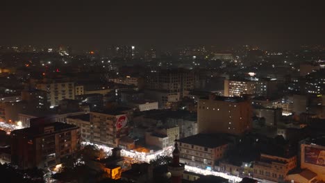 aerial evening view of downtown karachi city landscape