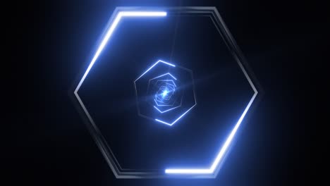 Abstract Glowing Neon Hexagon Tunnel