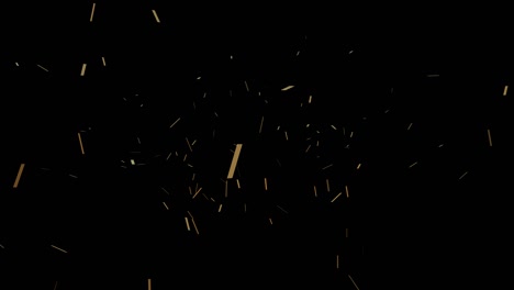explosión de confeti de cinta de oro hermosa en la pantalla negra. para fiestas y celebraciones animación de video.