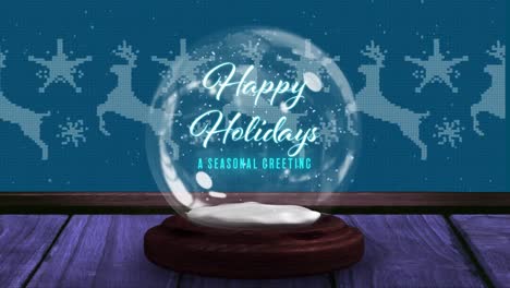 Animation-Einer-Schneekugel-Mit-Frohen-Feiertagen,-Einem-Saisonalen-Grußtext-Und-Einer-Sternschnuppe