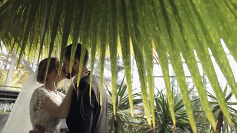 Newlyweds.-Caucasian-groom-with-bride-in-the-park.-Wedding-couple.-Happy-family