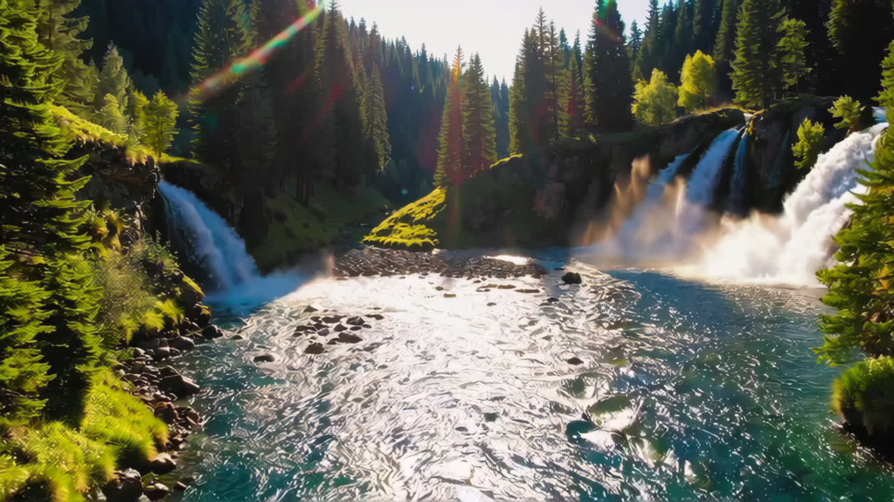 Maestosa cascata nella foresta lussureggiante
