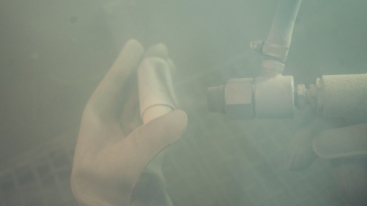 Industrial painting details. Close up view of worker painting powder painting and surface preparation