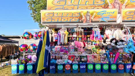 colorful stall with toys and decorations