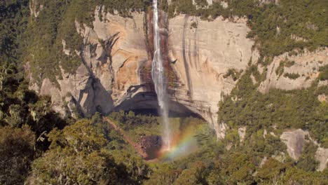 picturesque view of bugres river waterfall on a sunny day in urubici, sc, brazil