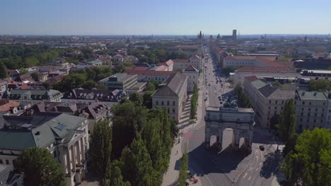 perfect aerial top view flight
victory gate city town munich germany bavarian, summer sunny blue sky day 23