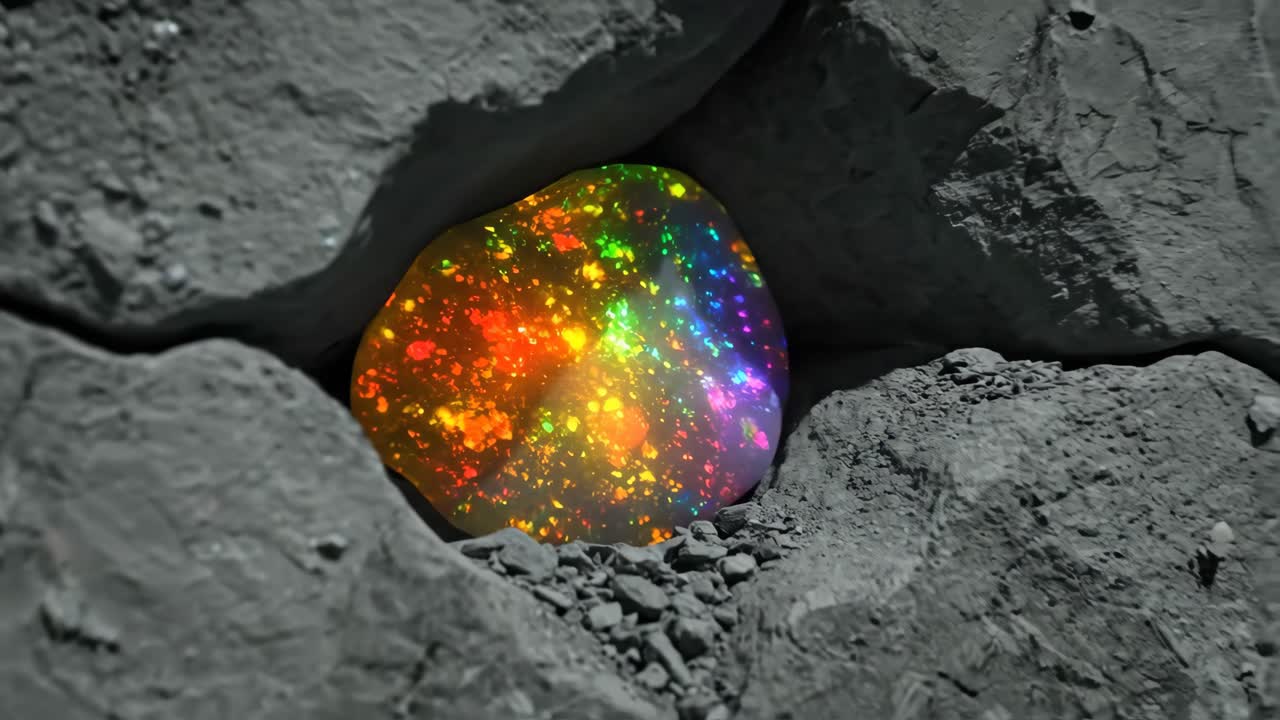 Opal gemstone in a rock