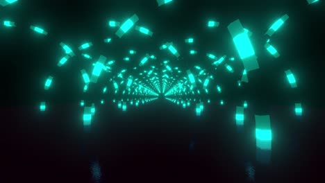 glowing teal neon tunnel