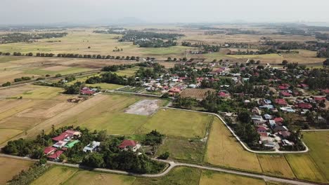 Arrozal-Con-Vista-De-Drones-En-El-Pueblo-Malayo