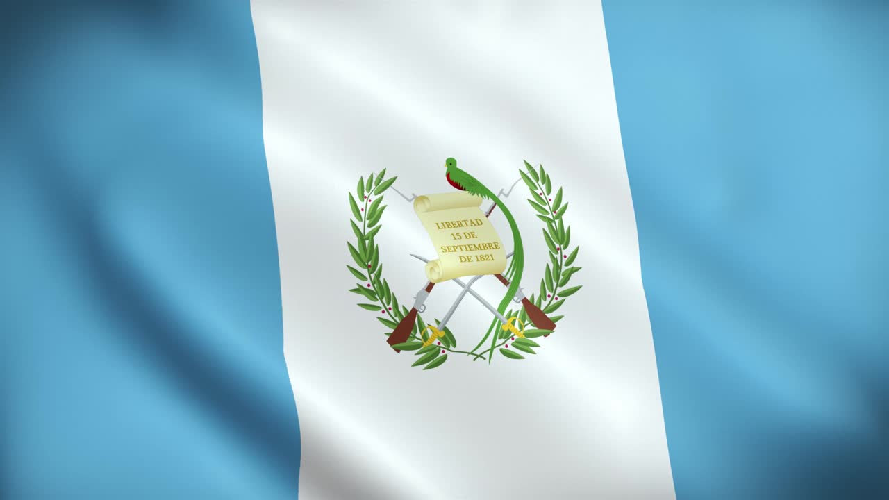 signo animado nacional de guatemala, bandera animada de guatemala, agitación de la bandera de guatemala, la bandera nacional de guatemala animada.