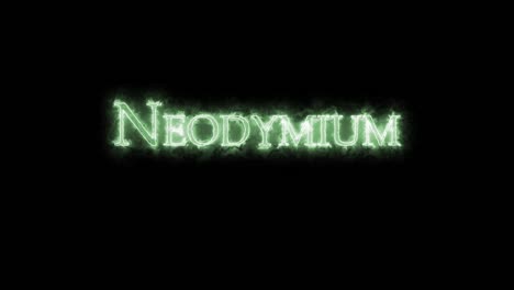 neodymium, chemical element, written with fire. loop