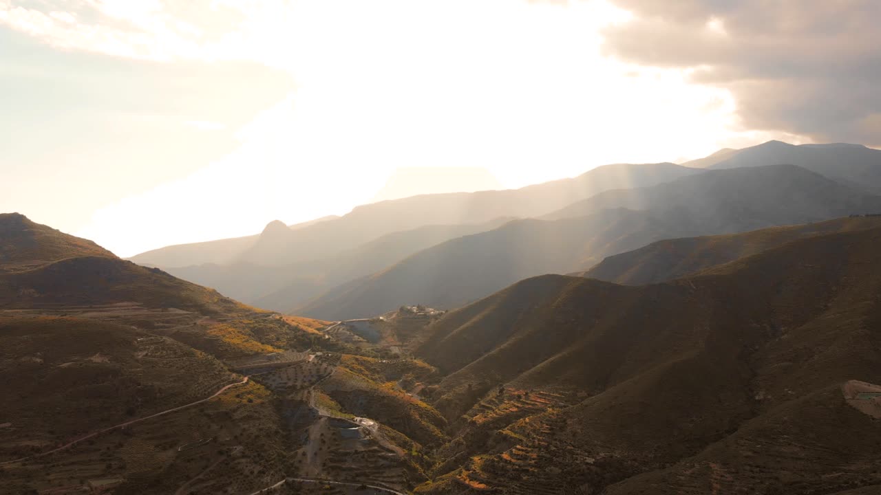 스페인 남부 알메리아 인근 산, 공중 촬영