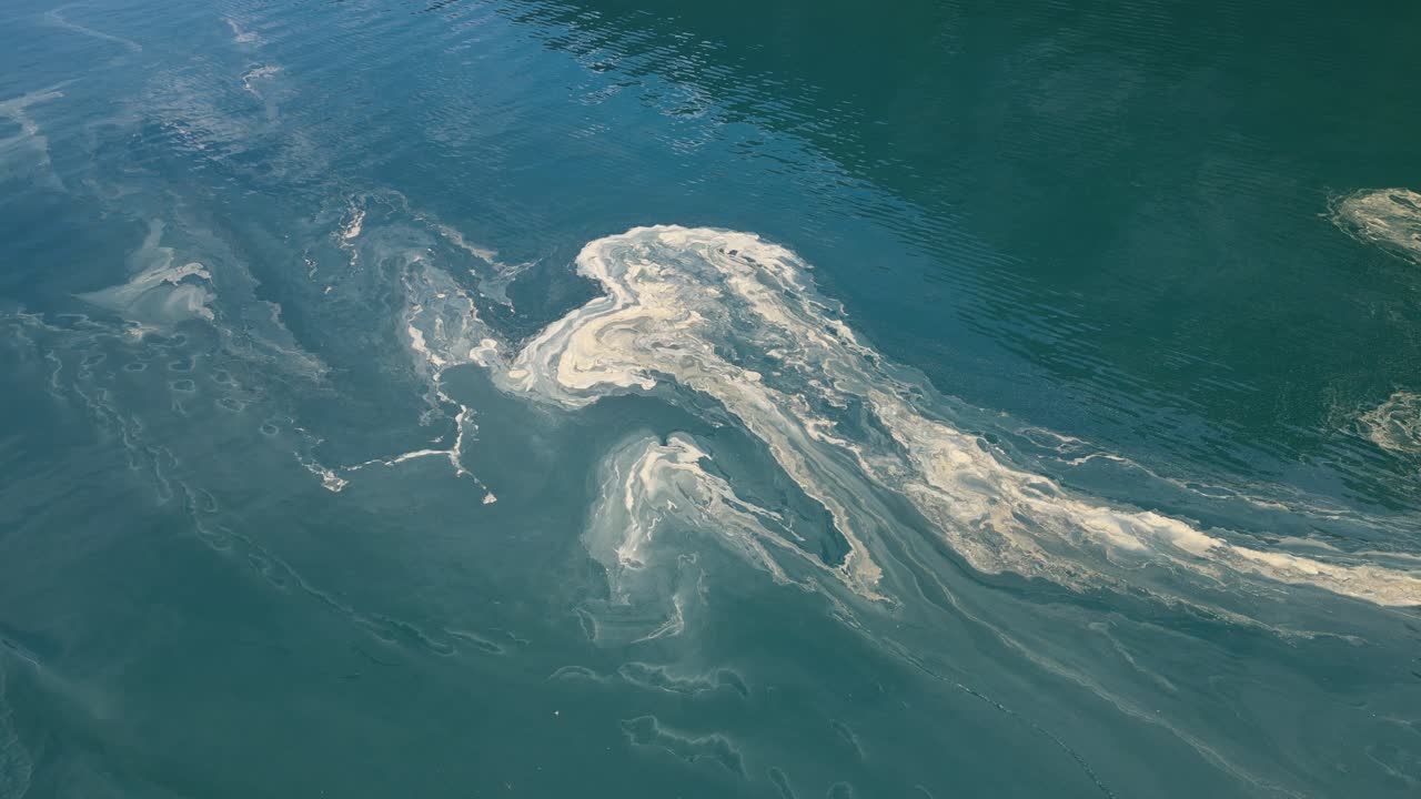 스위스 발렌세 호수의 평온한 물에서 산호의 산란 현상