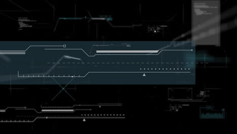 animación de chispas y procesamiento de datos sobre fondo negro