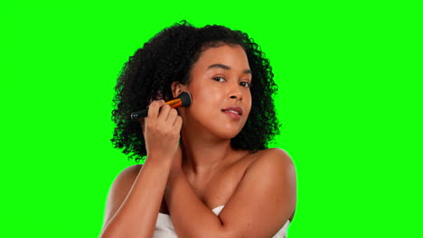 green screen, portrait of woman with cosmetics