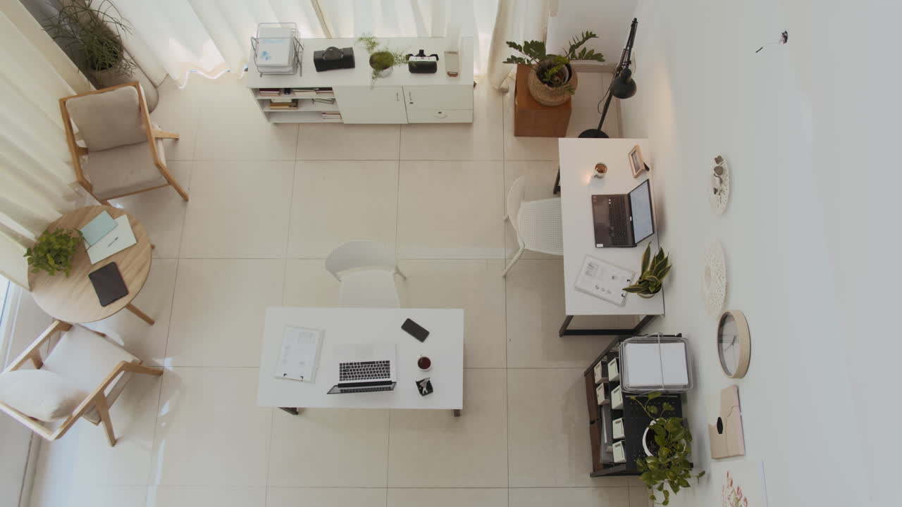 Top Down of Modern Office Workspace