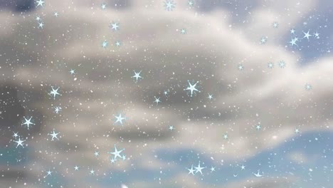 animation of snow falling over cloudy sky