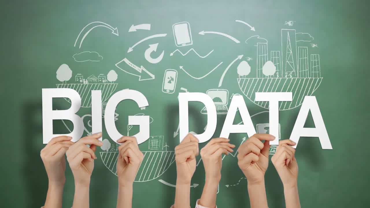 Hands holding up big data