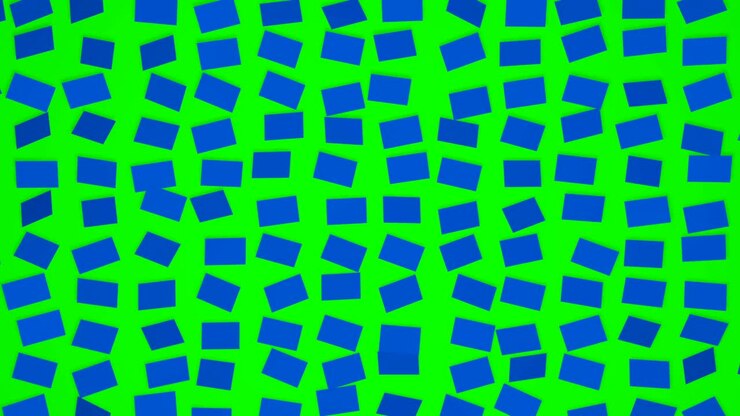 Looped animated transition from green screen to blue screen.