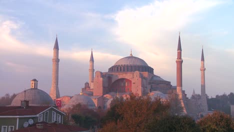 a beautiful shot of the hagia sophia mosque in istanbul turkey at dusk