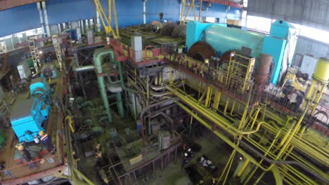 industrial interior of power station aerial view