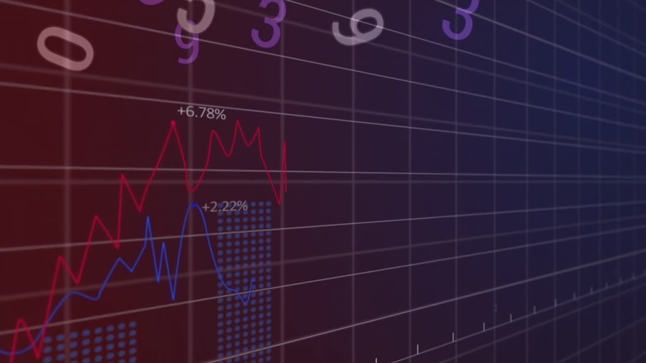 Animazione di connessioni finanziarie su sfondo scuro