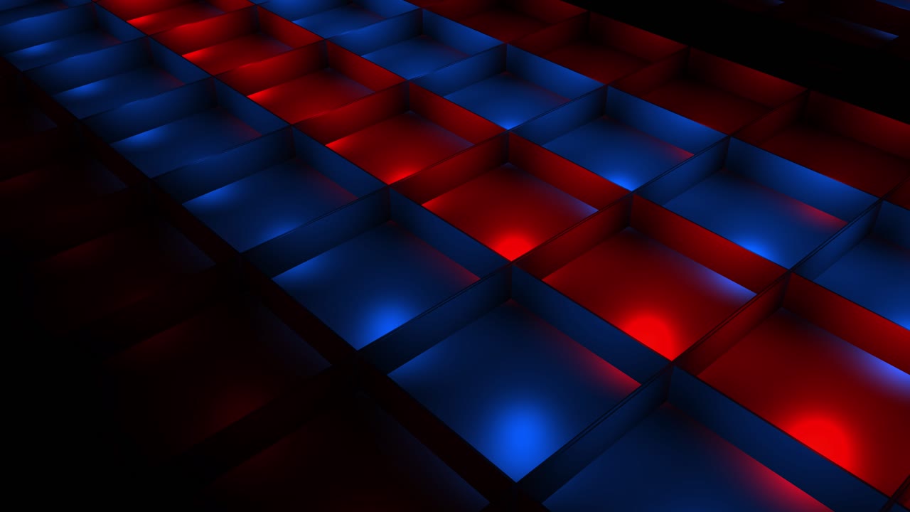 Abstract Geometric Pattern with Red and Blue Lights