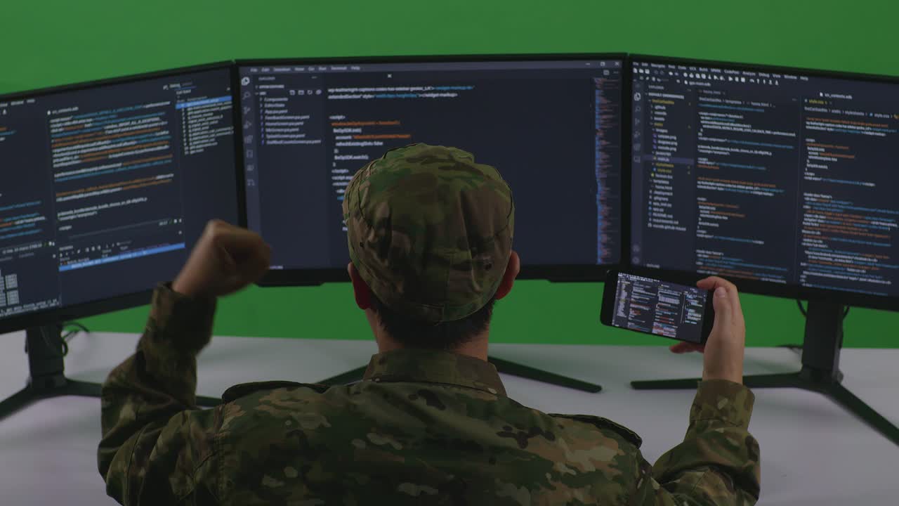 Soldier Celebrating Programming Success