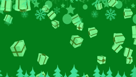 Animación-De-Regalos-Y-Adornos-Navideños-Sobre-Fondo-Verde.