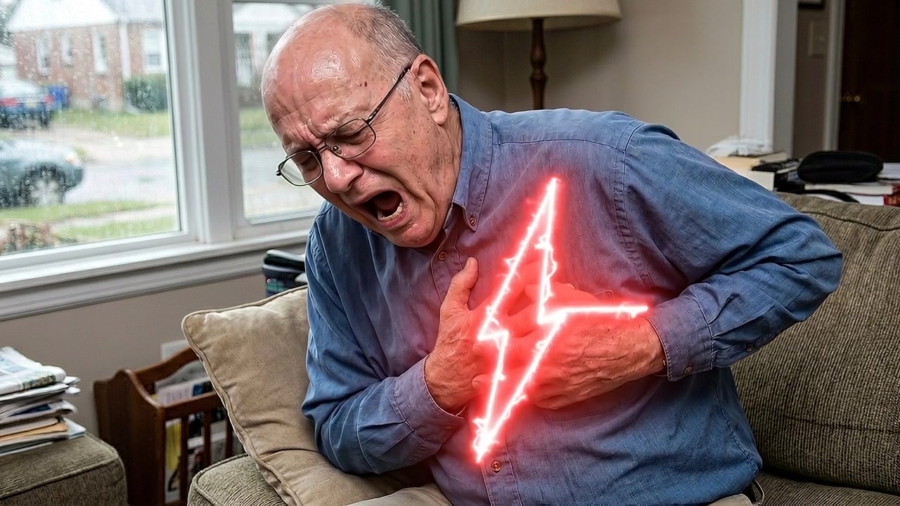 Senior Man Experiencing Sudden Chest Pain and Heart Attack Symptoms